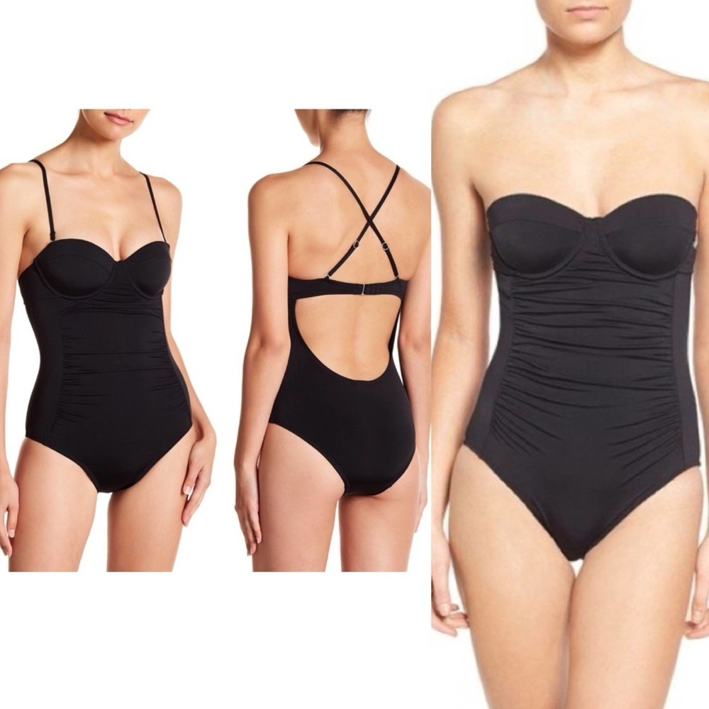 Rhythm My Bustier One Piece Swimsuit Sz L Black